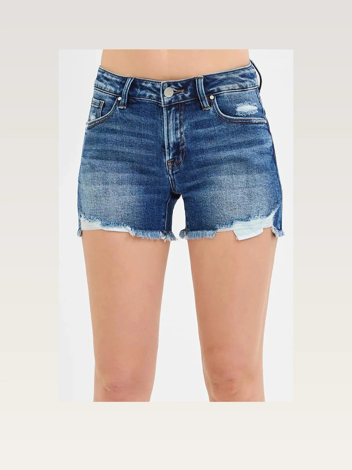Low Rise Denim Shorts with Peekaboo Pocket Lining