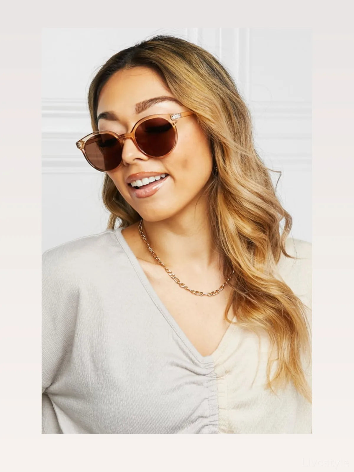 Round Full Rim Polycarbonate Frame Sunglasses