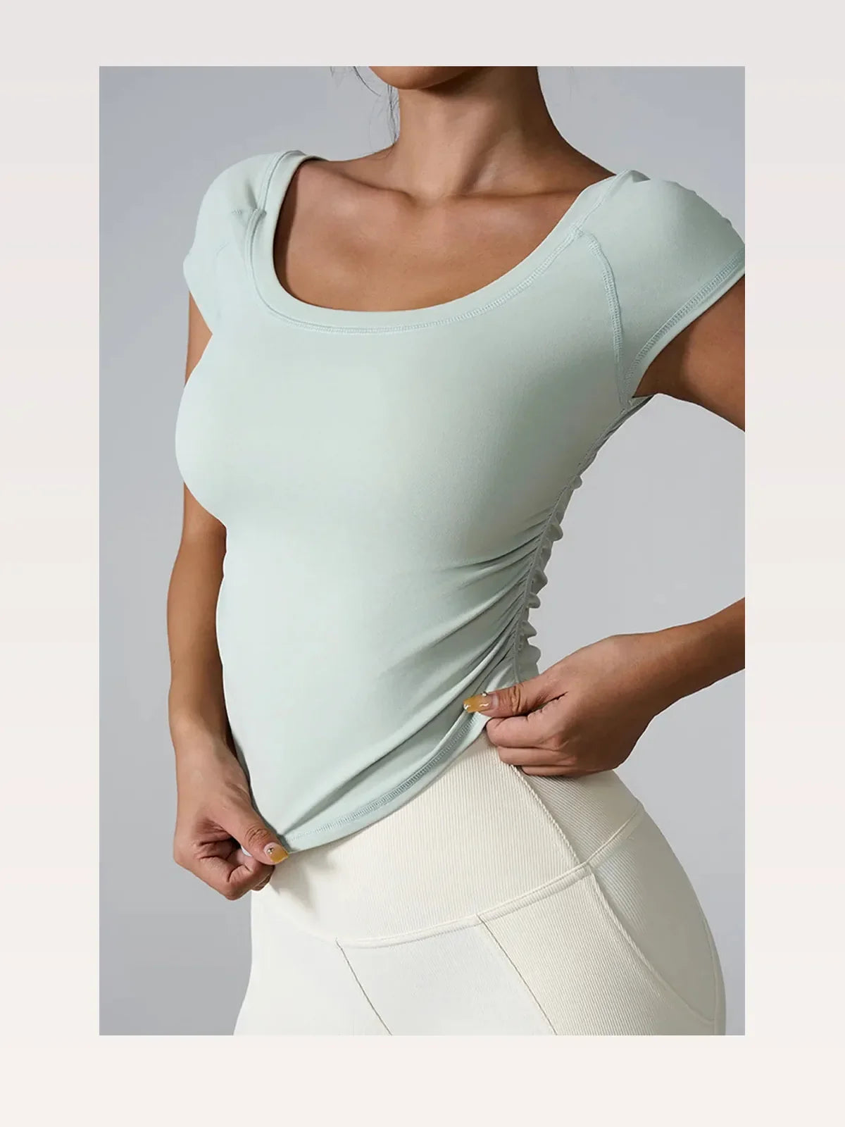 Round Neck Short Sleeve Stretch Active T-Shirt