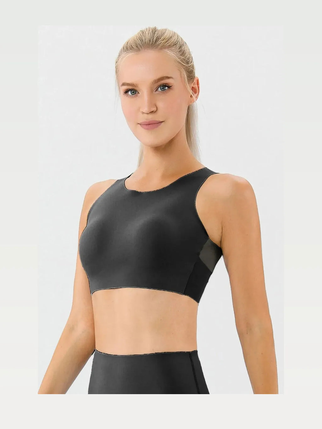 Round Neck Wide Strap Active Bra Top
