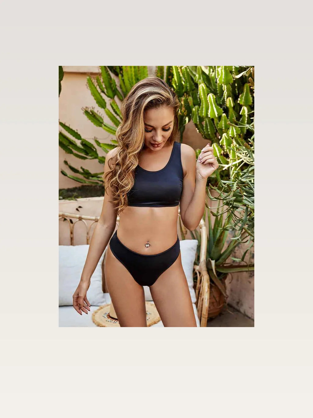 Scoop Neck Sleeveless Two-Piece Swim Set