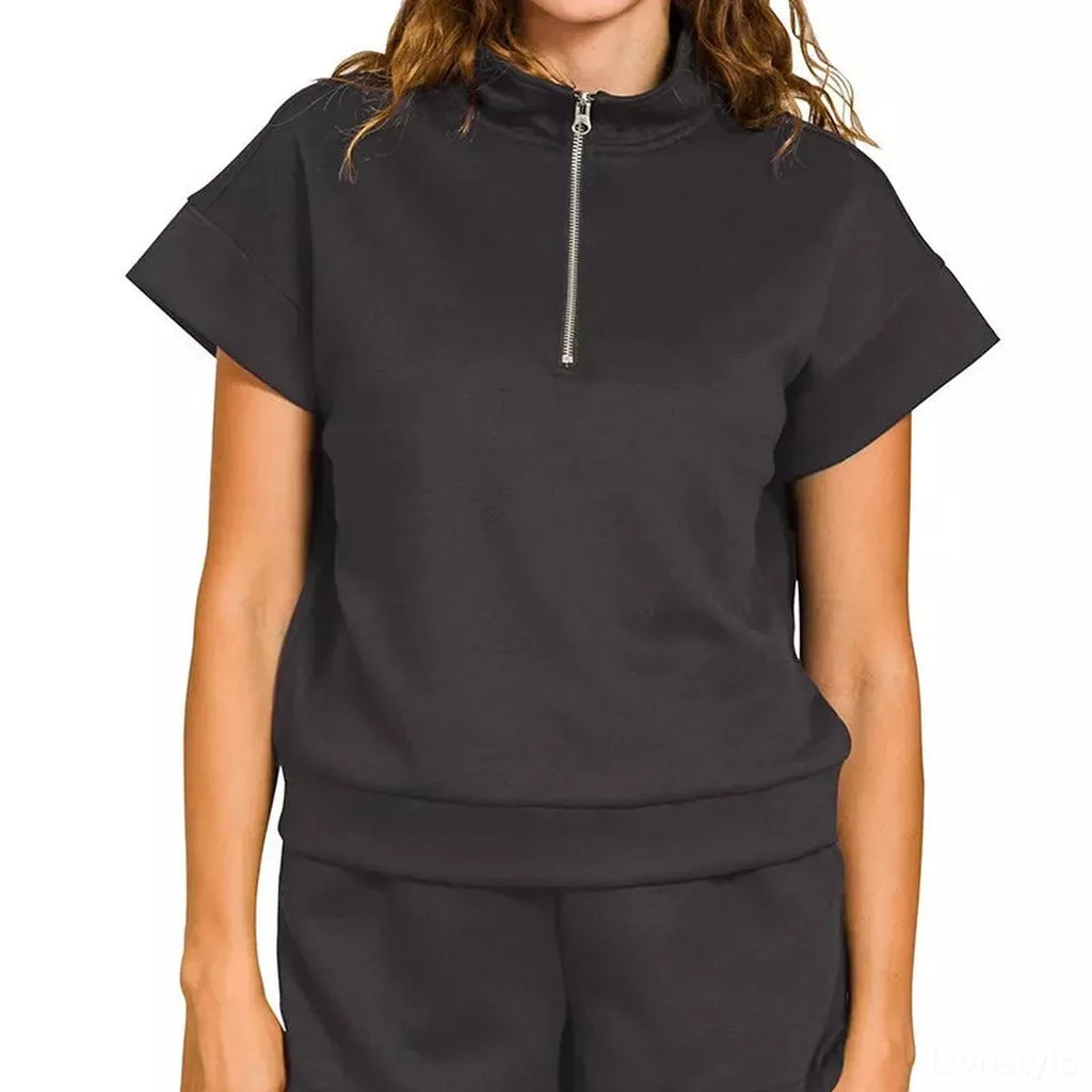 Scuba High Neck Half Zip Top and Dolphin Shorts Set