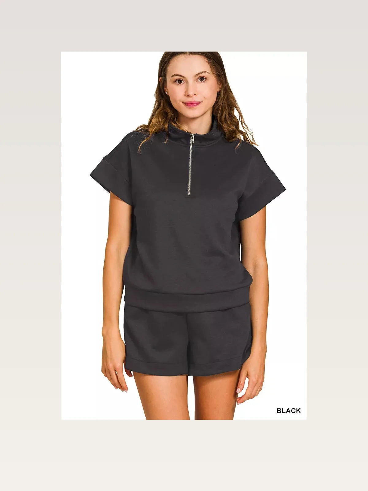 Scuba High Neck Half Zip Top and Dolphin Shorts Set