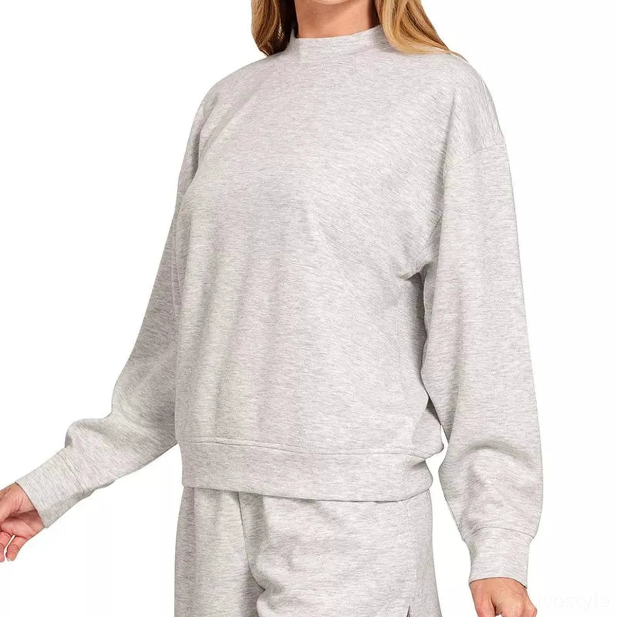 Heather Grey Scuba Long Sleeve Sweatshirt and Shorts Set