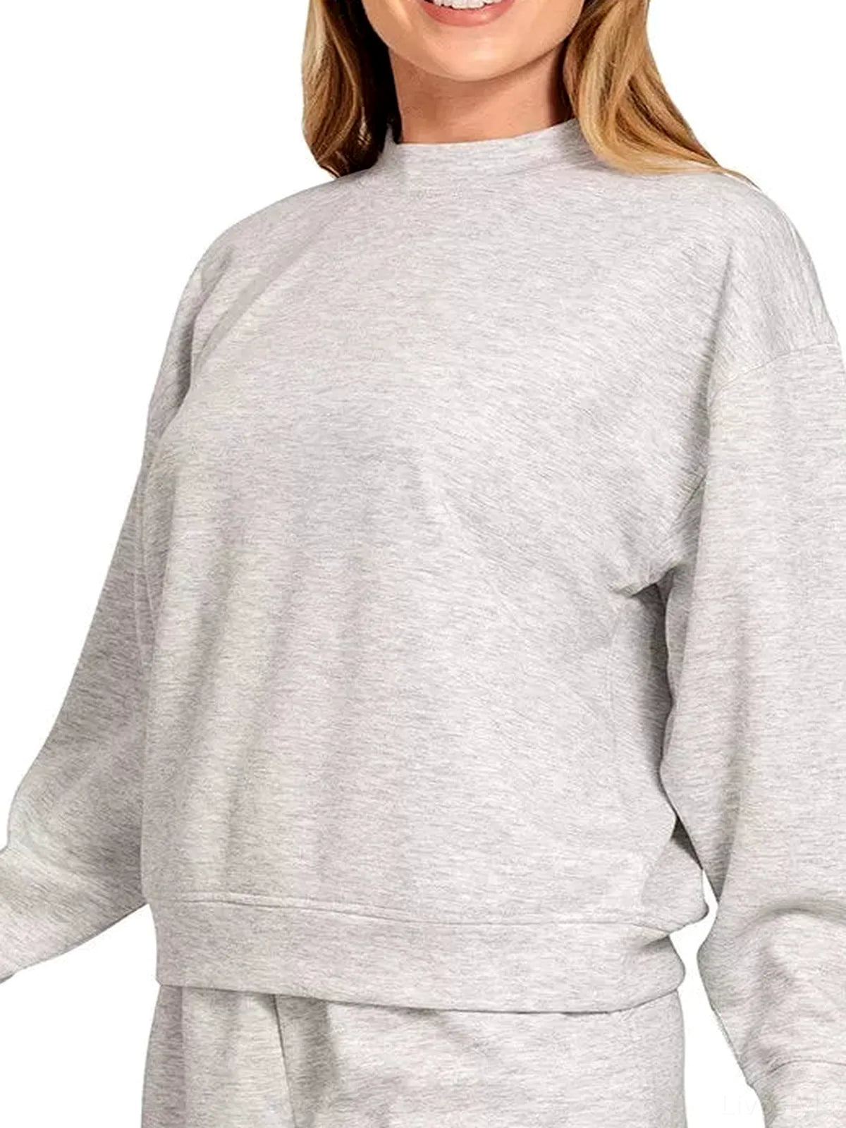 Heather Grey Scuba Long Sleeve Sweatshirt and Shorts Set