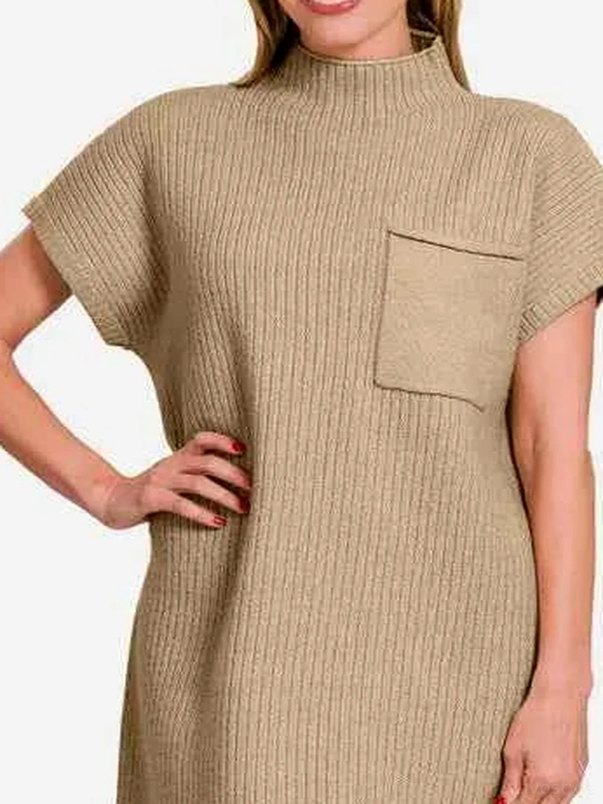 Short Sleeve Ribbed Sweater Mini Dress