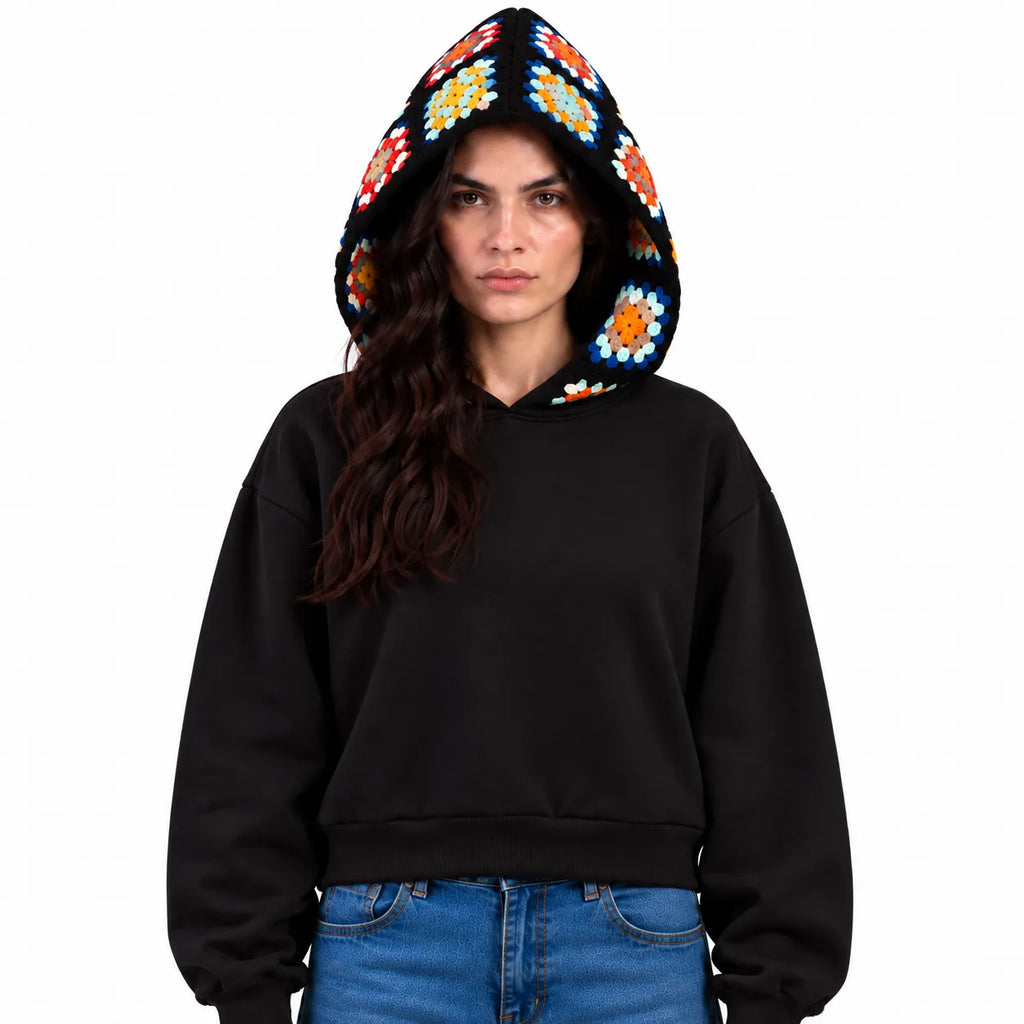 SITRA Girls' Granny Square Crochet Hoodie