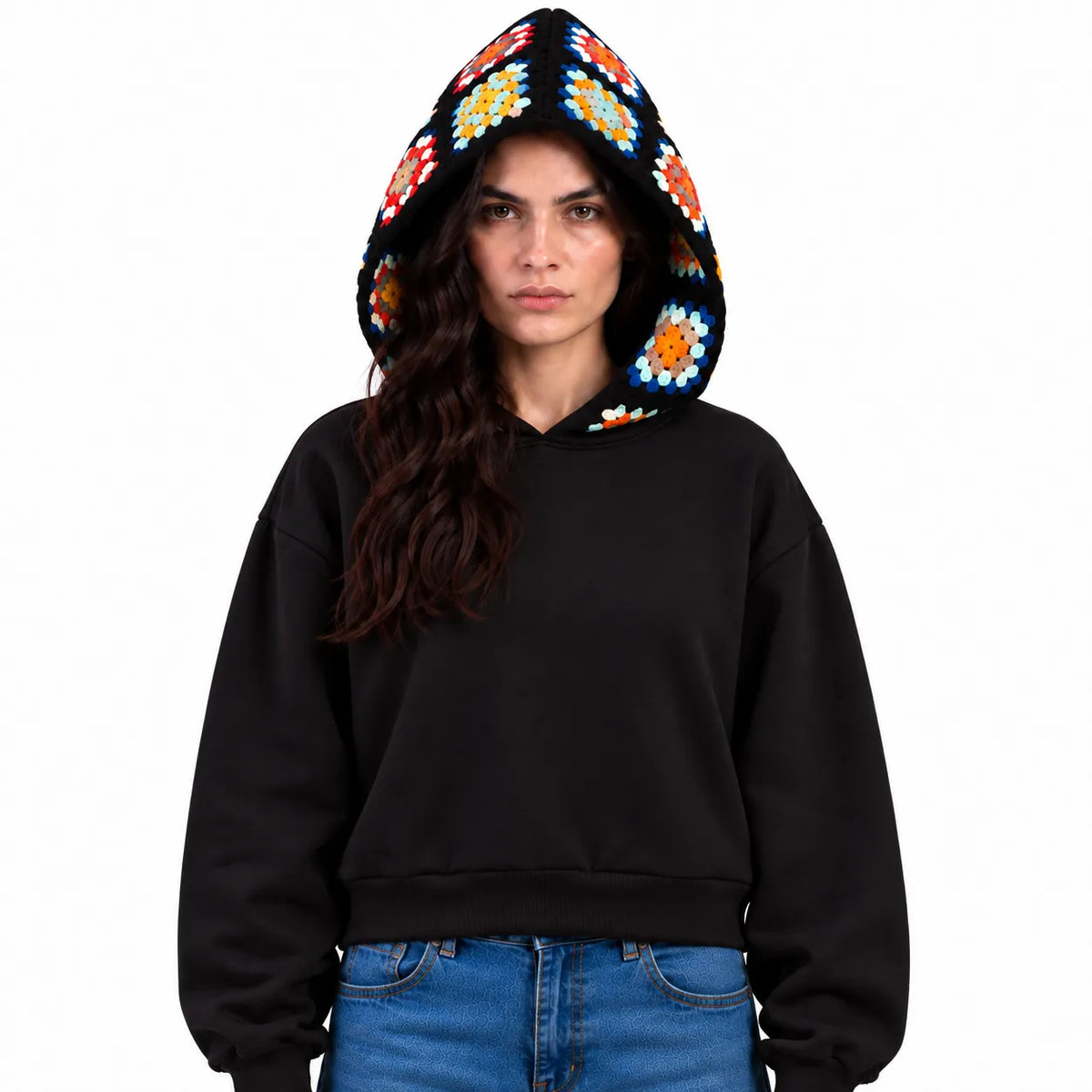 SITRA Girls' Granny Square Crochet Hoodie