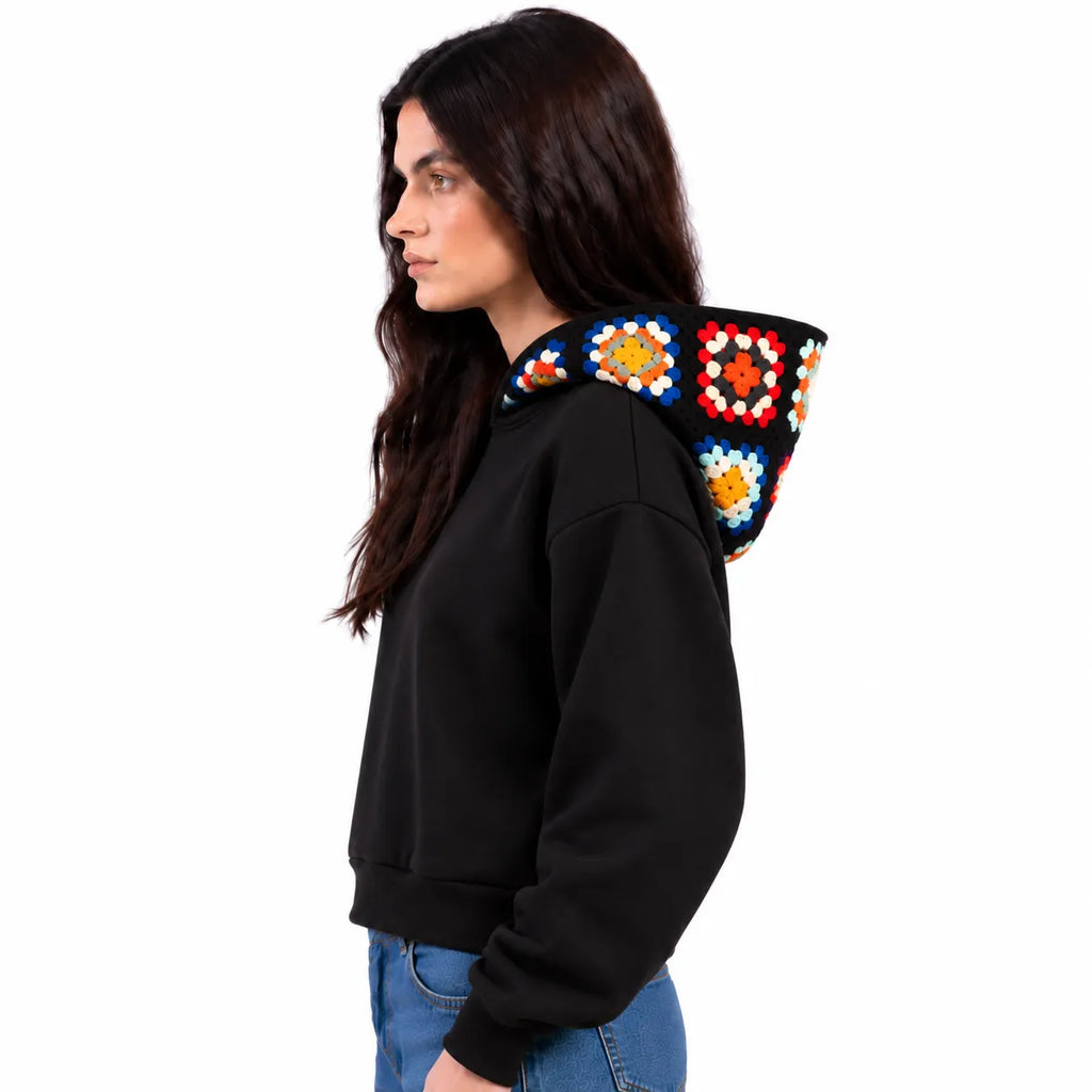SITRA Girls' Granny Square Crochet Hoodie