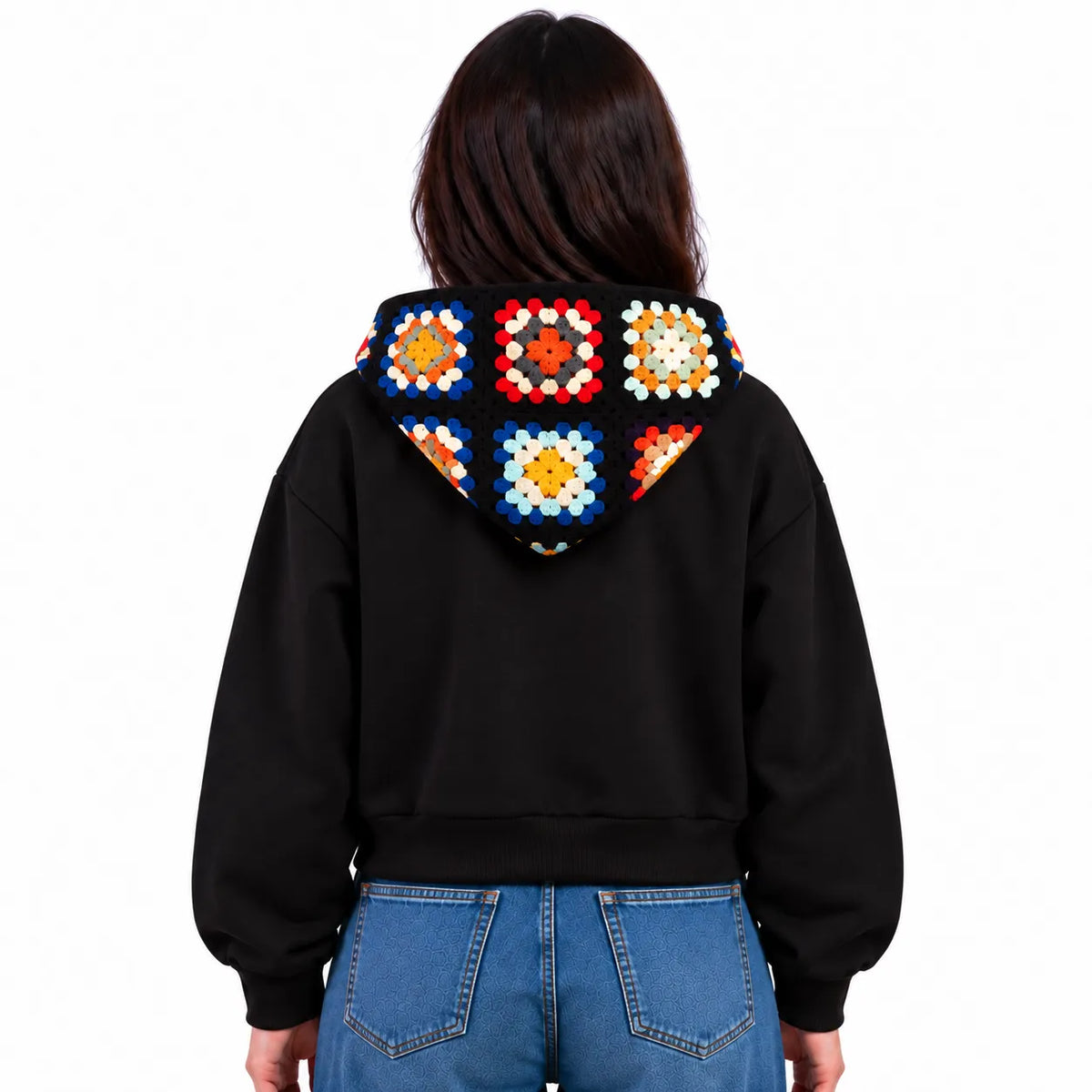 SITRA Girls' Granny Square Crochet Hoodie