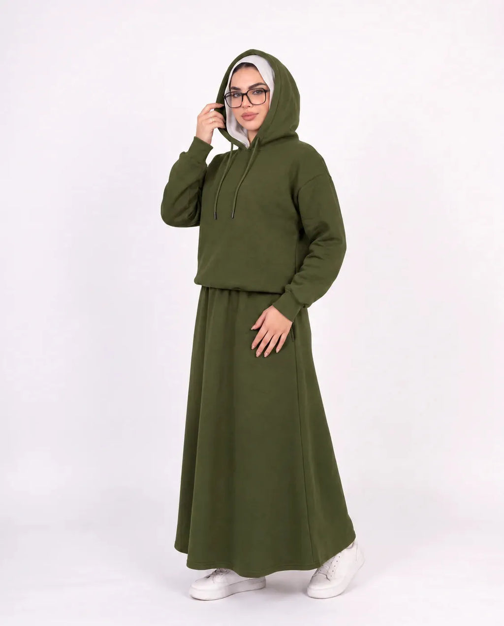 SITRA Women's Casual Hooded Maxi Skirt Set