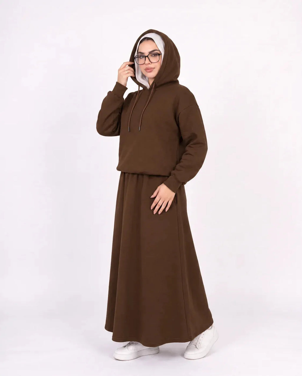 SITRA Women's Casual Hooded Maxi Skirt Set