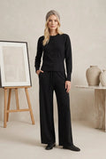 SITRA Women's Casual Retro Cardigan Wide Leg Pants Set