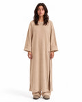 SITRA Women's Casual Retro Long Slit Knit Set