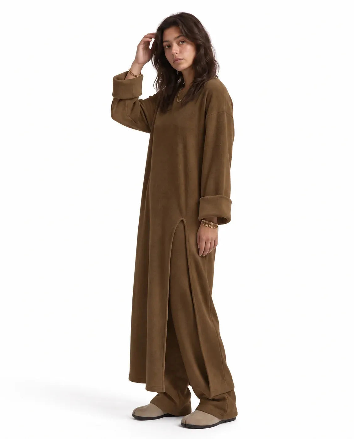 SITRA Women's Casual Retro Long Slit Knit Set