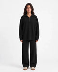 SITRA Women's Casual Retro Ribbed Half-Zip Set