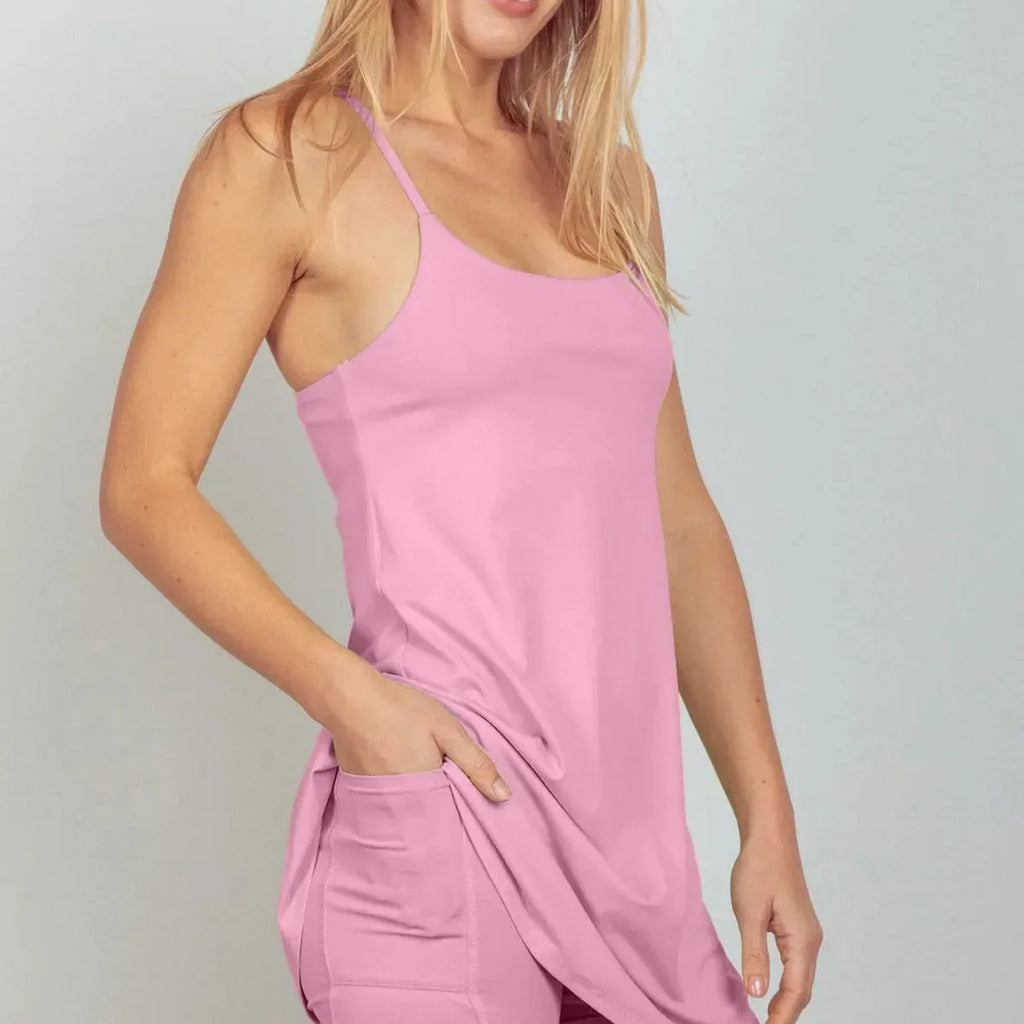 Sleeveless Active Tennis Dress with Built-In Unitard Liner