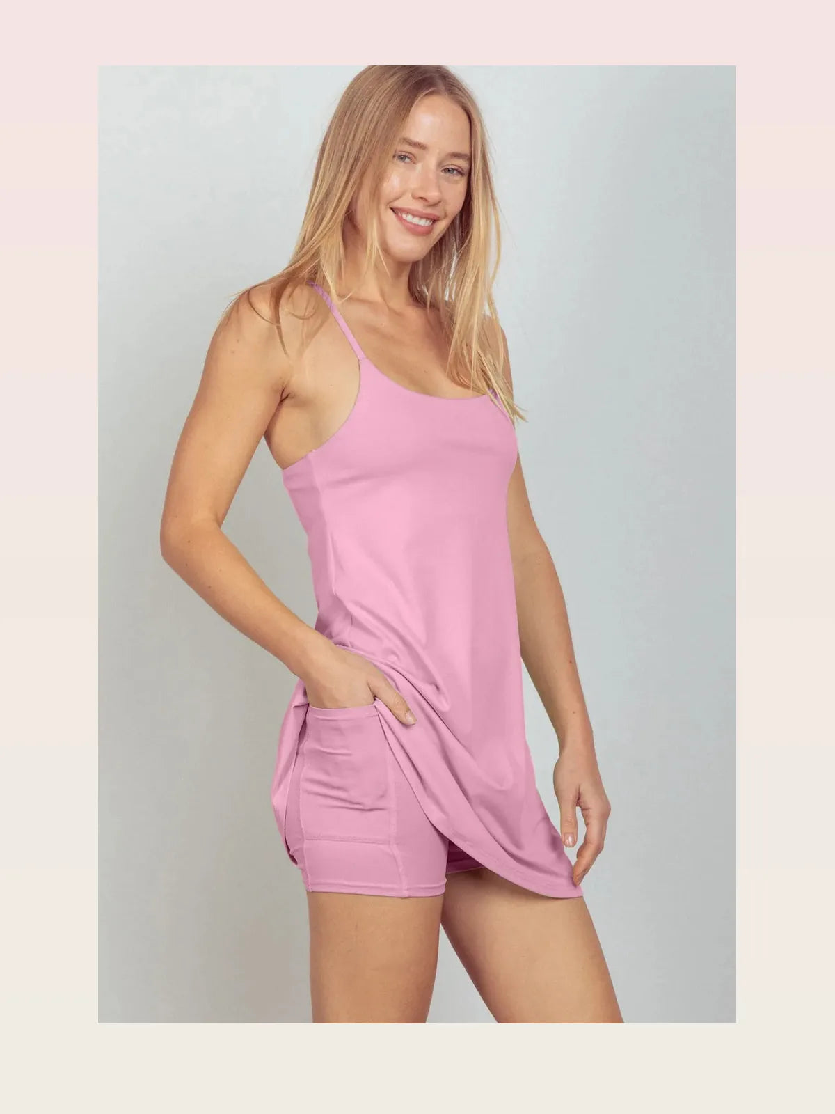 Sleeveless Active Tennis Dress with Built-In Unitard Liner