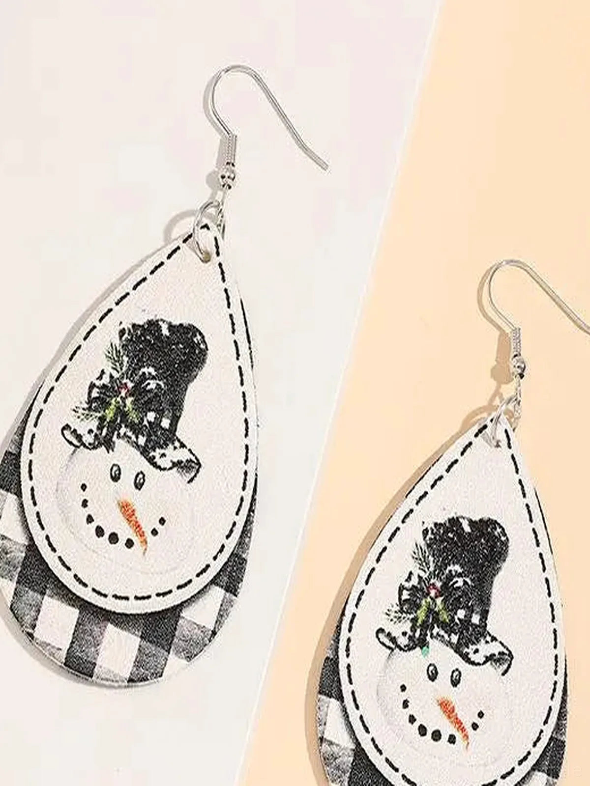 Snowman PU Leather Dangle Earrings
