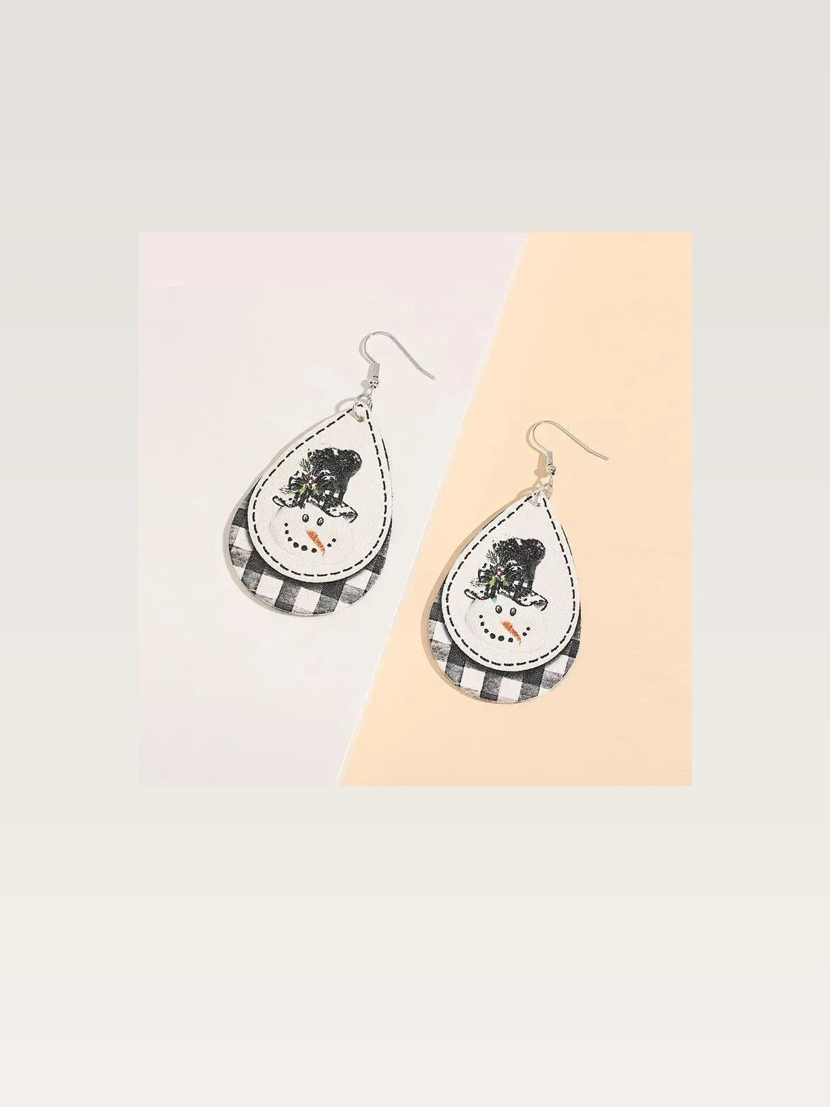 Snowman PU Leather Dangle Earrings