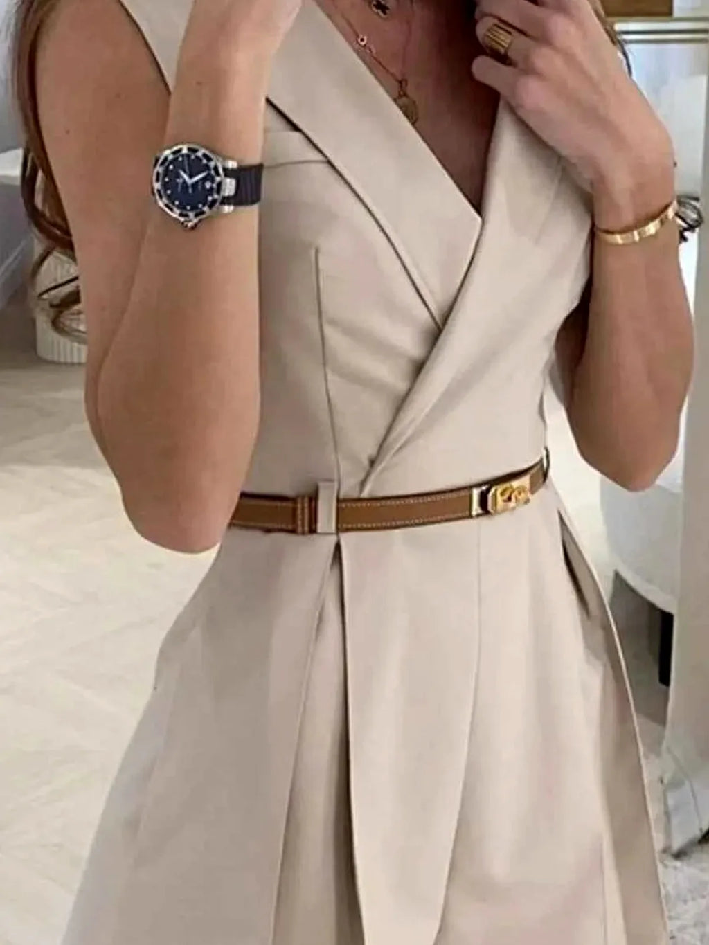 Solid Sleeveless Surplice V-Neck Romper