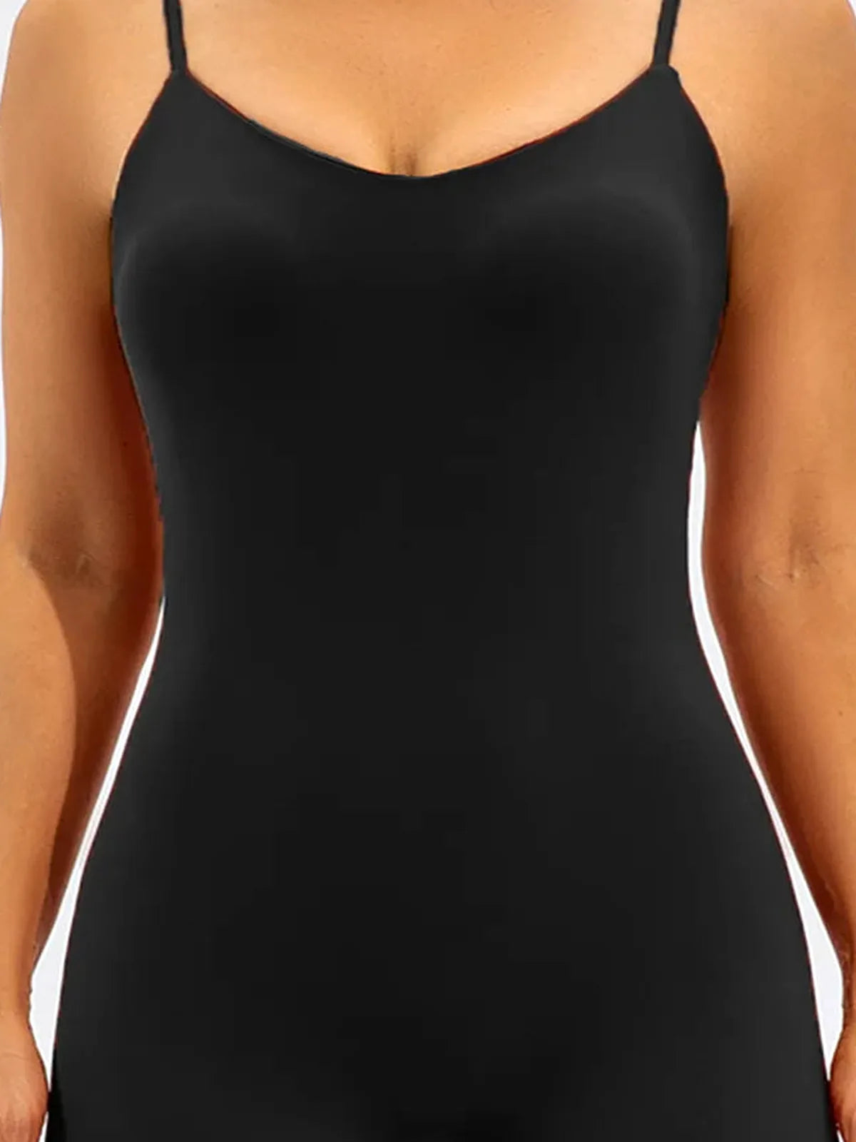 Spaghetti Strap V-Neck Active Romper
