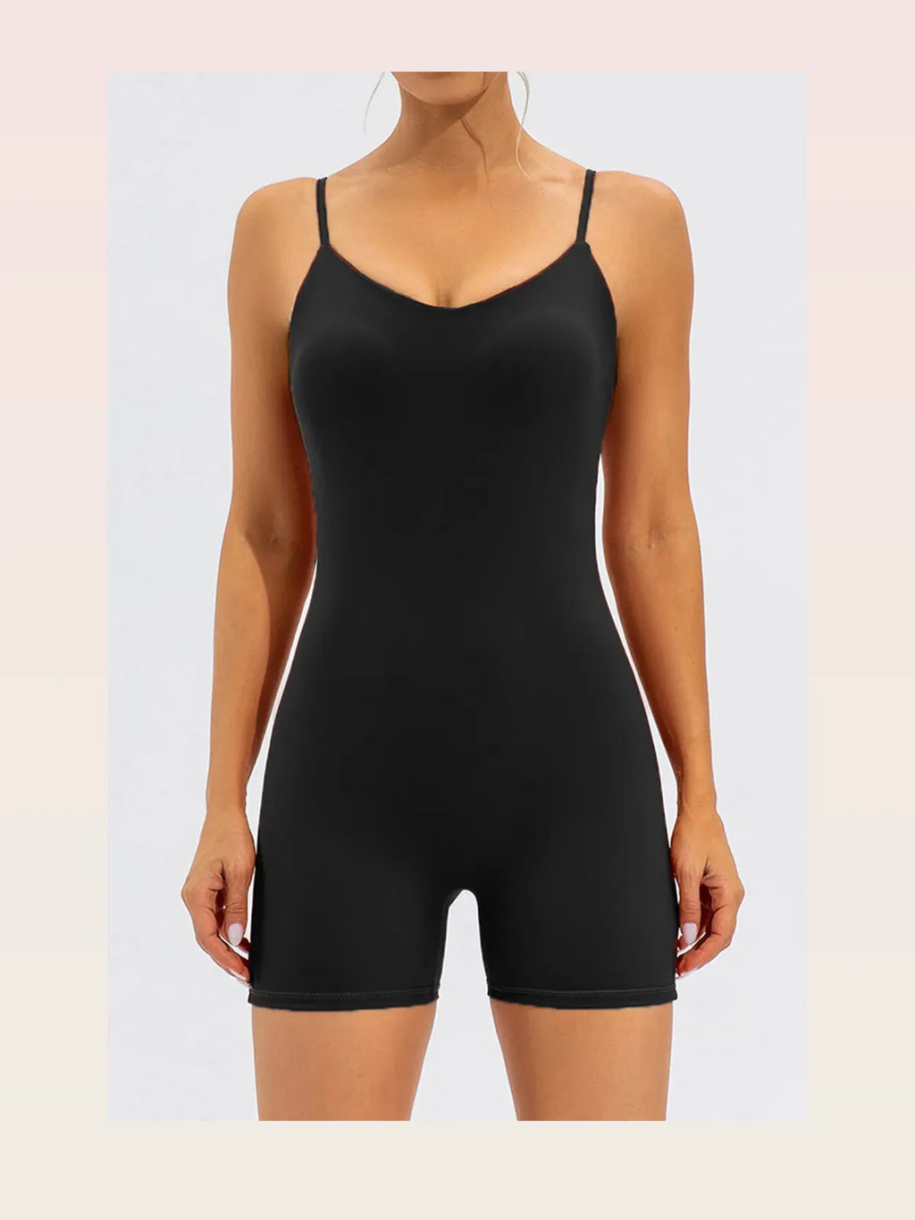Spaghetti Strap V-Neck Active Romper