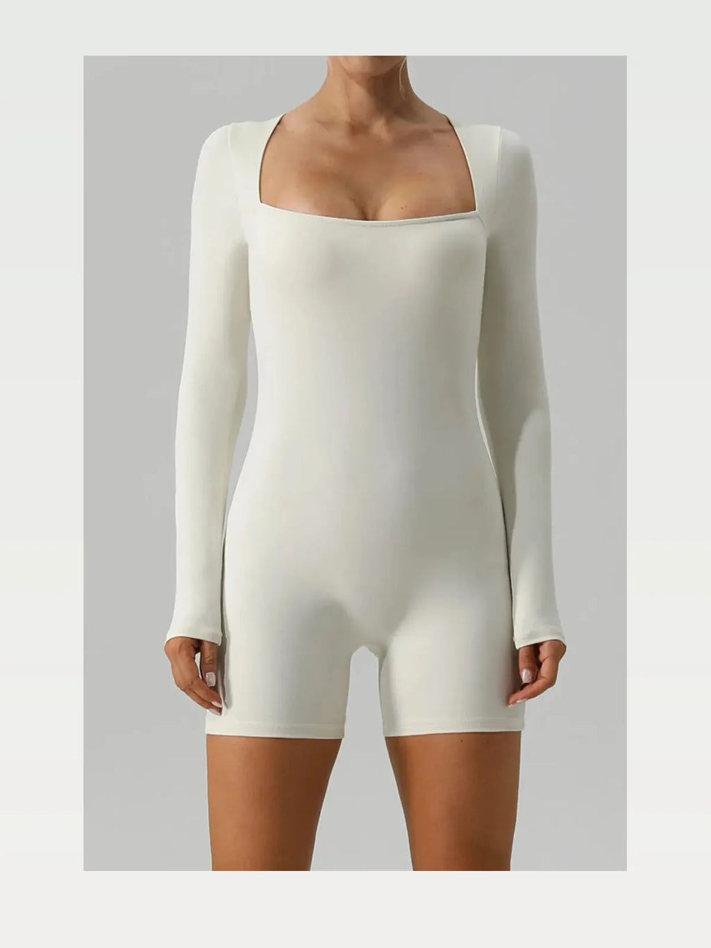 Square Neck Long Sleeve Active Romper