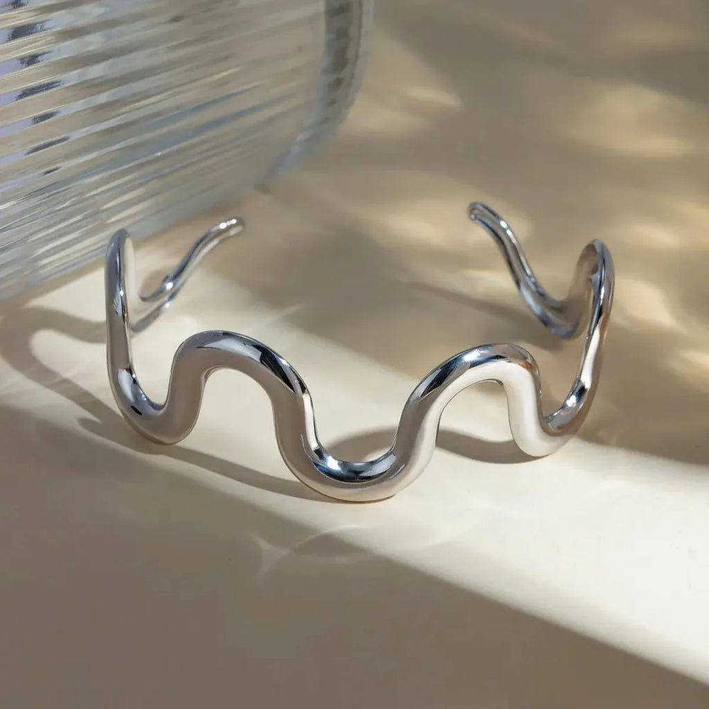 Stainless Steel Wave Shape Cuff Bracelet