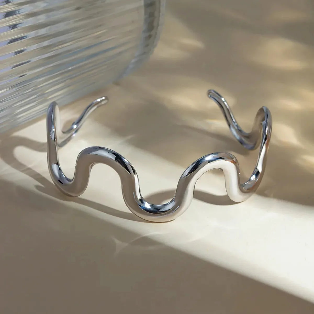 Stainless Steel Wave Shape Cuff Bracelet