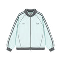 Striped Colorblock Stand-Up Collar Sports Cardigan Jacket