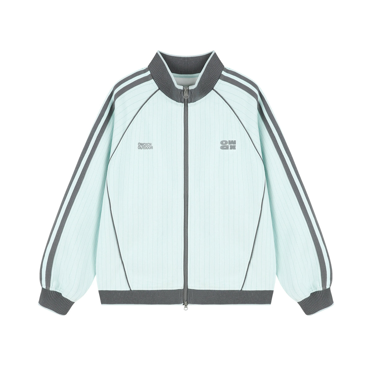 Striped Colorblock Stand-Up Collar Sports Cardigan Jacket