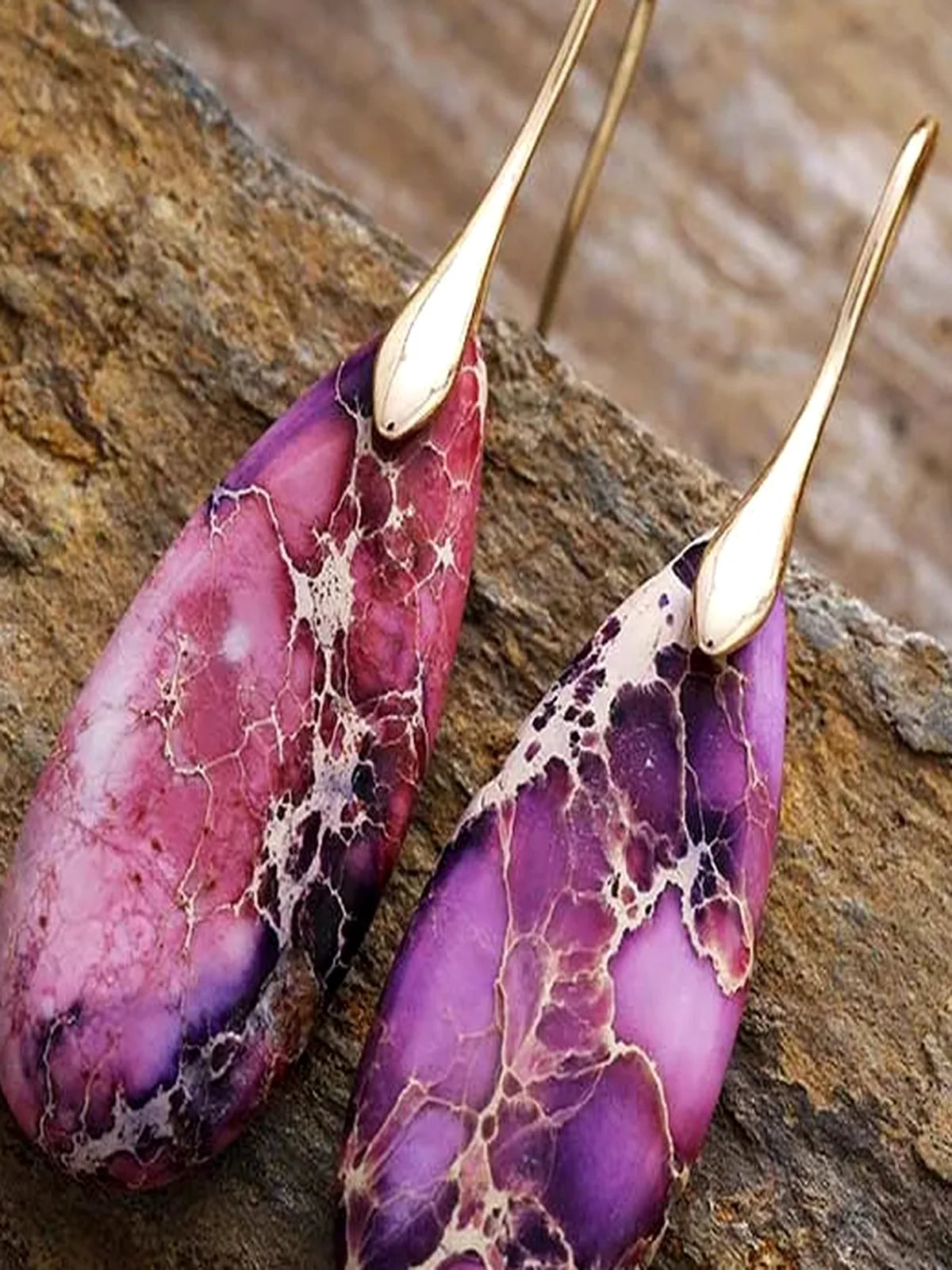 Teardrop Natural Stone Dangle Earrings