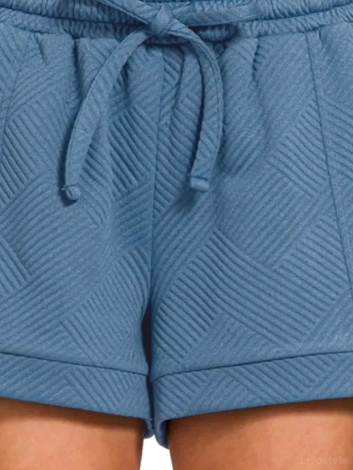 Textured Knit Jacquard Drawstring Shorts