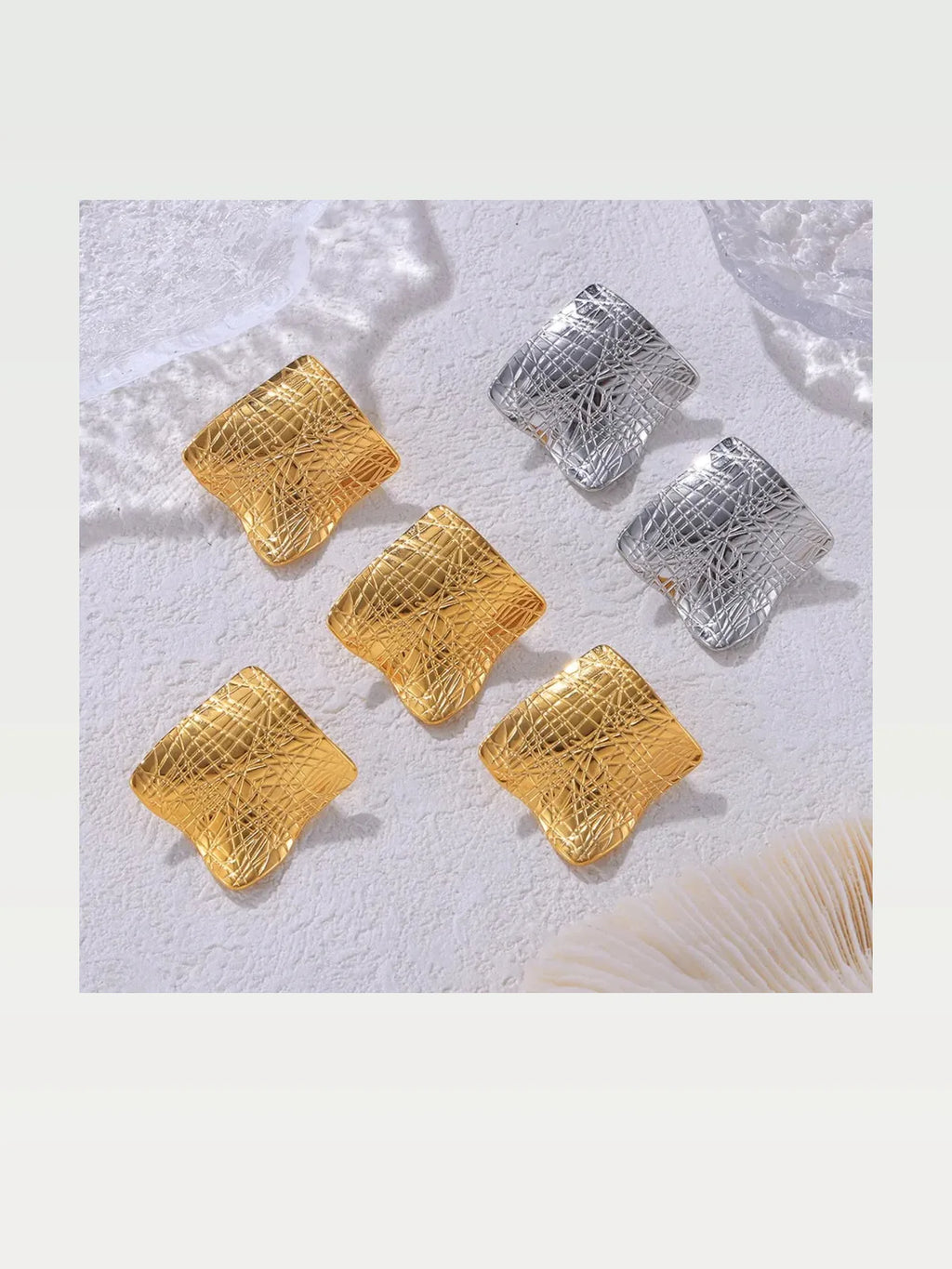 Textured Titanium Steel Geometric Stud Earrings