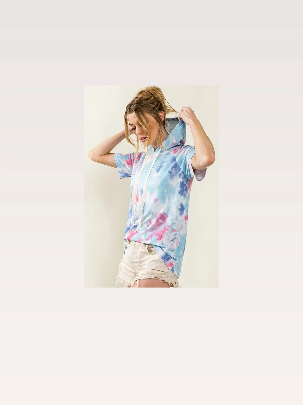 Tie-Dye Terry Hoodie with Adjustable Drawstring