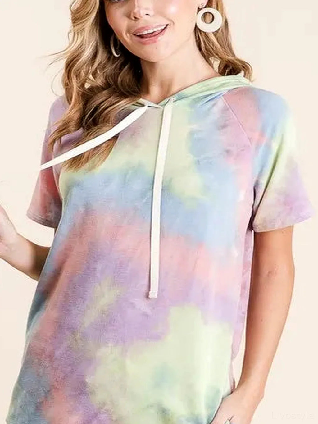 Tie-Dye Drawstring Hoodie in Soft Terry Fabric