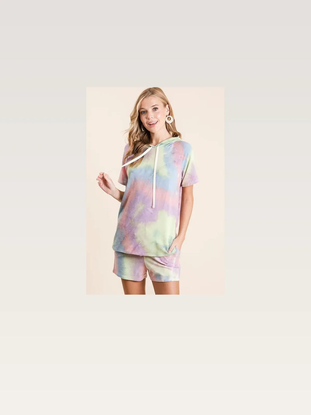 Tie-Dye Drawstring Hoodie in Soft Terry Fabric