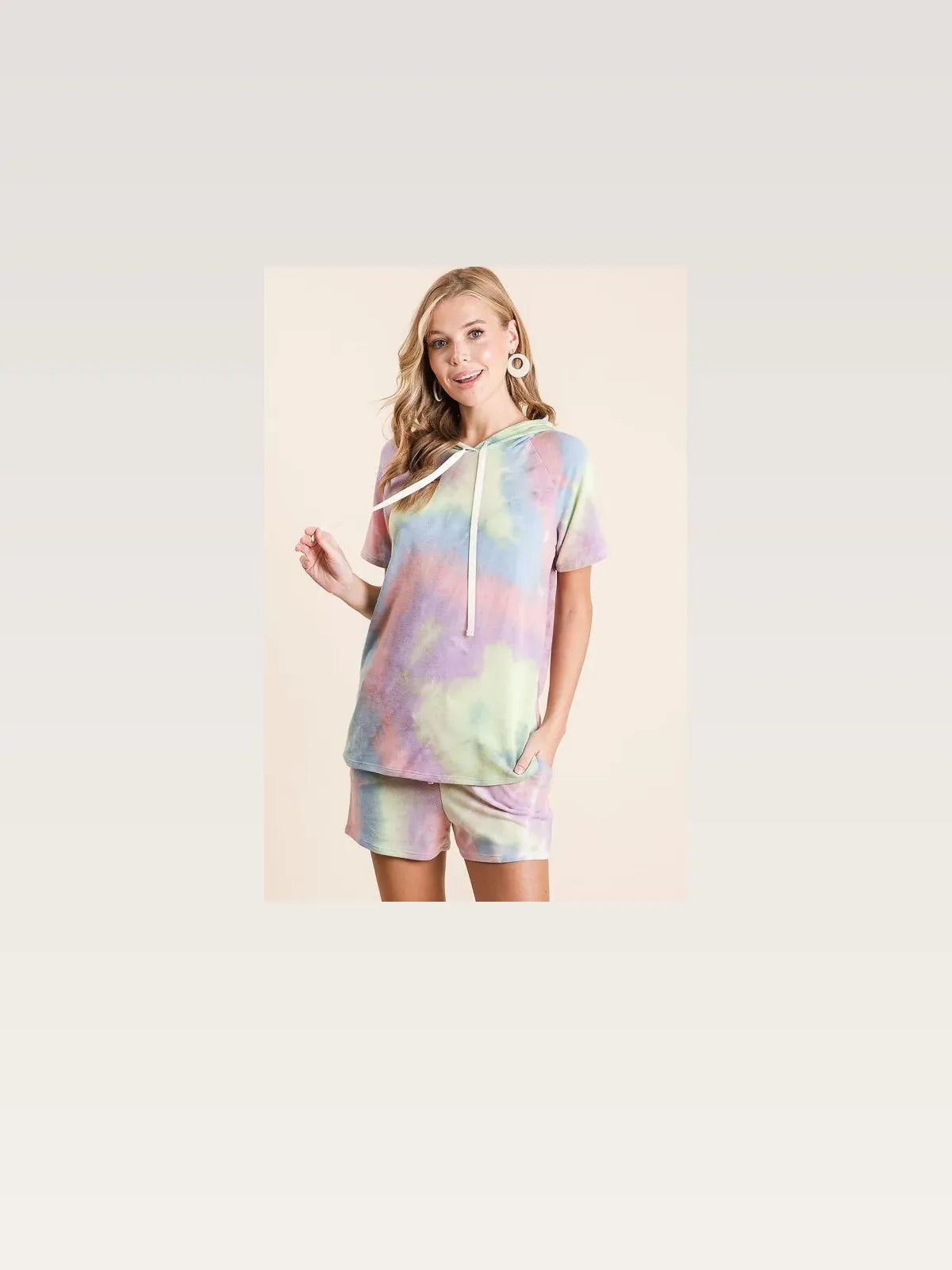 Tie-Dye Drawstring Hoodie in Soft Terry Fabric