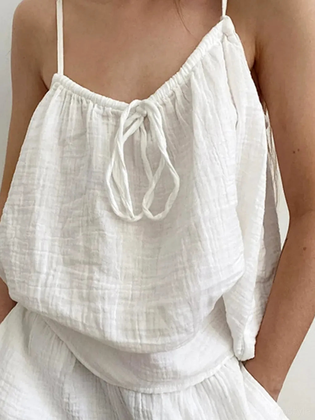 Tie Front Cami and Drawstring Shorts Lounge Set
