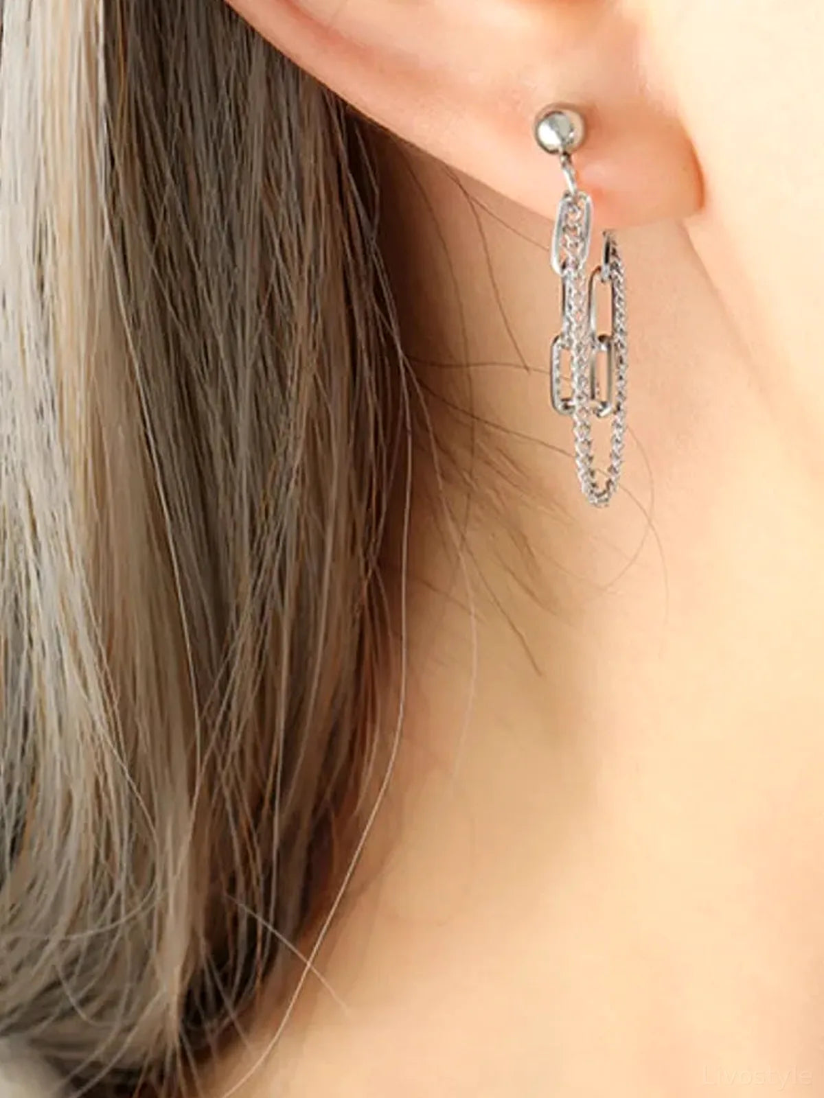 Titanium Steel Double Chain Drop Earrings