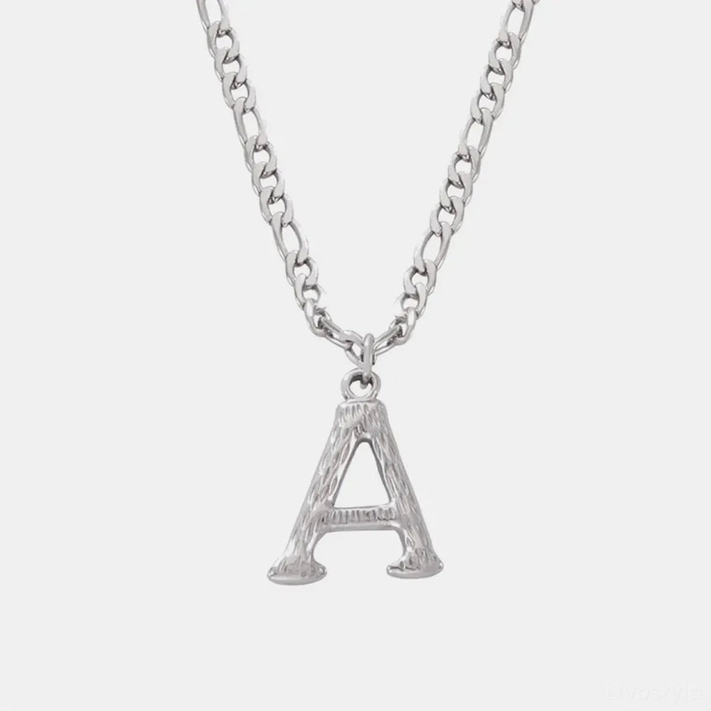 Titanium Steel Initial Letter Pendant Necklace