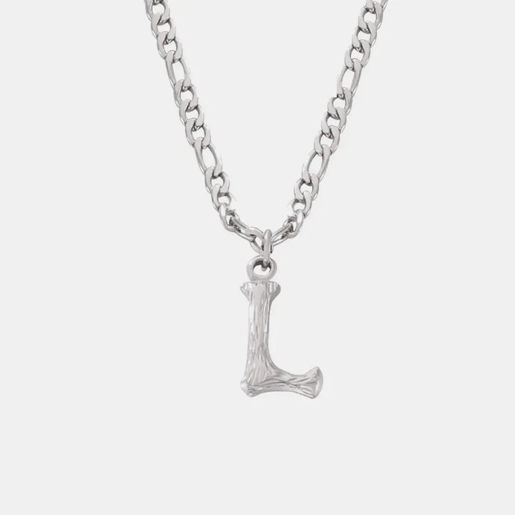 Titanium Steel Initial Letter Pendant Necklace