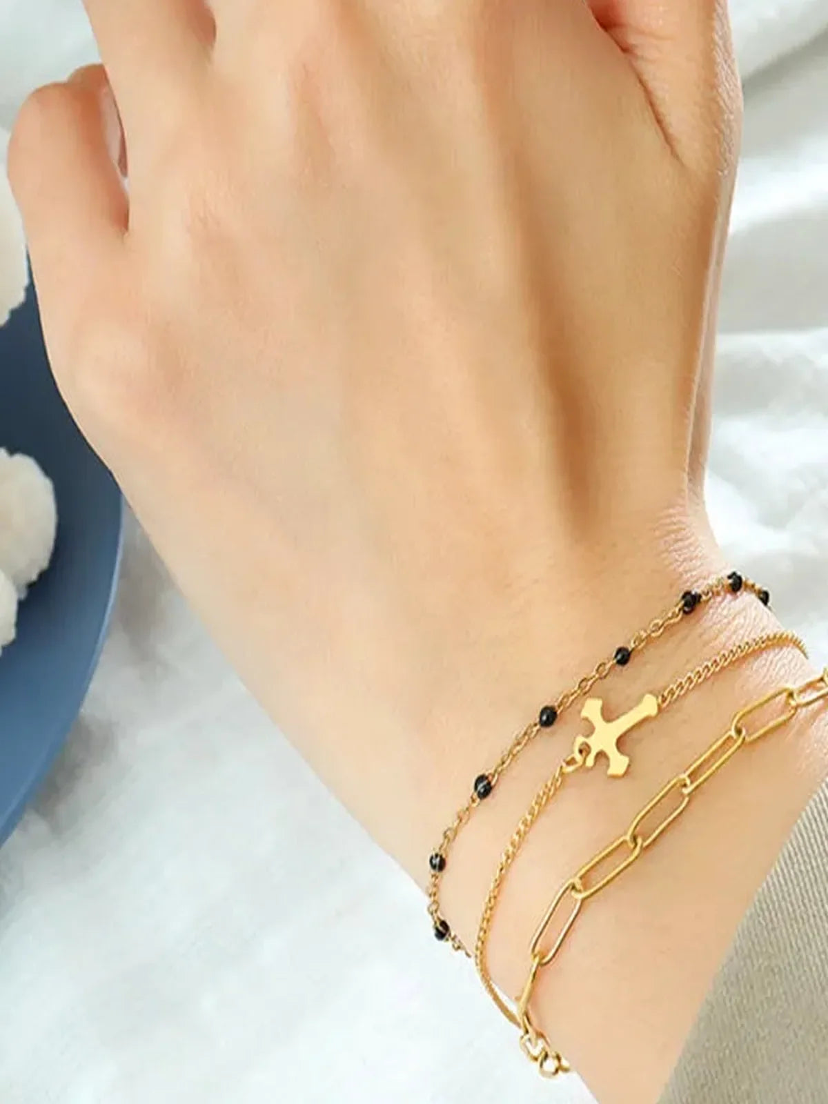 Titanium Steel Three-Layered Chain Bracelet