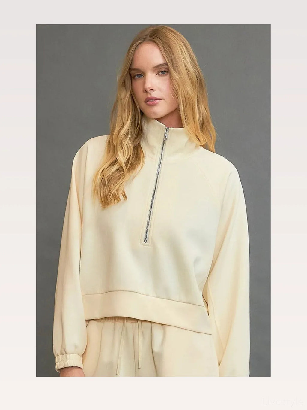Half Zip Cropped Mock Neck Sweatshirt – Plus Size Available