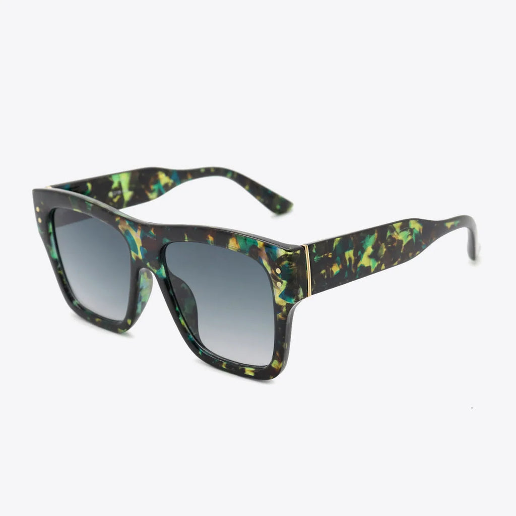 UV400 Patterned Square Sunglasses with Gradient Lenses
