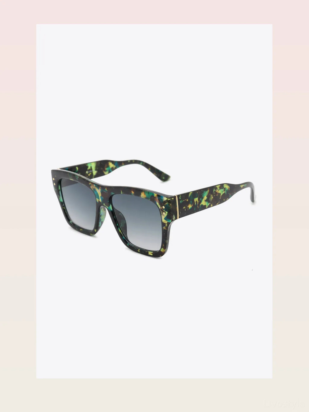 UV400 Patterned Square Sunglasses with Gradient Lenses