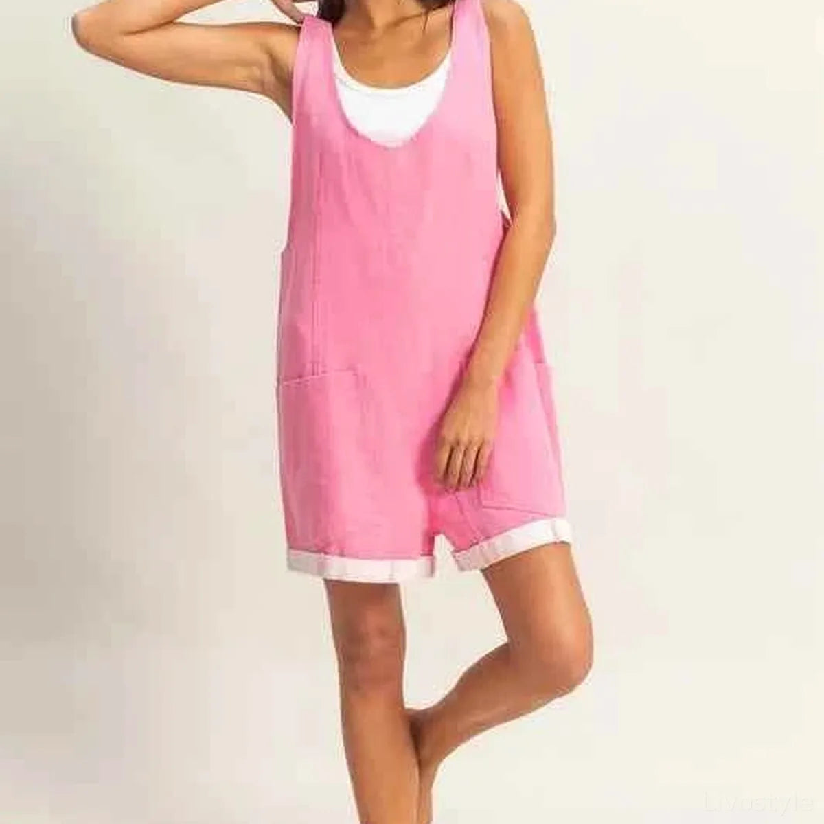 V-Neck Sleeveless Romper with Pockets
