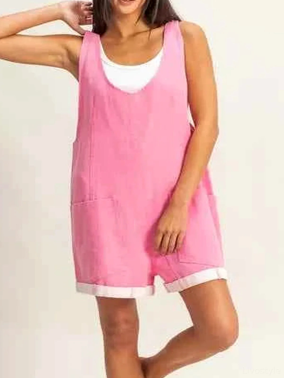 V-Neck Sleeveless Romper with Pockets