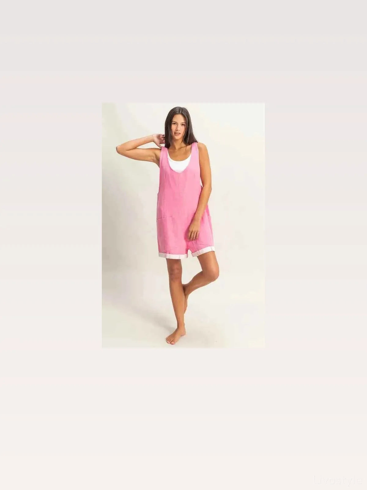 V-Neck Sleeveless Romper with Pockets